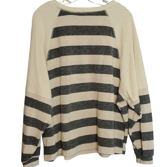 Signature Studio Dolman Sleeve Striped Sweater, L - Picture 5 of 6